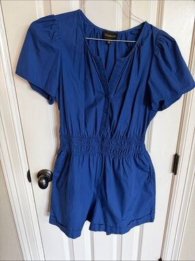EUC Sugarlips Blue Short Sleeve Button up Romper Size M from Avara